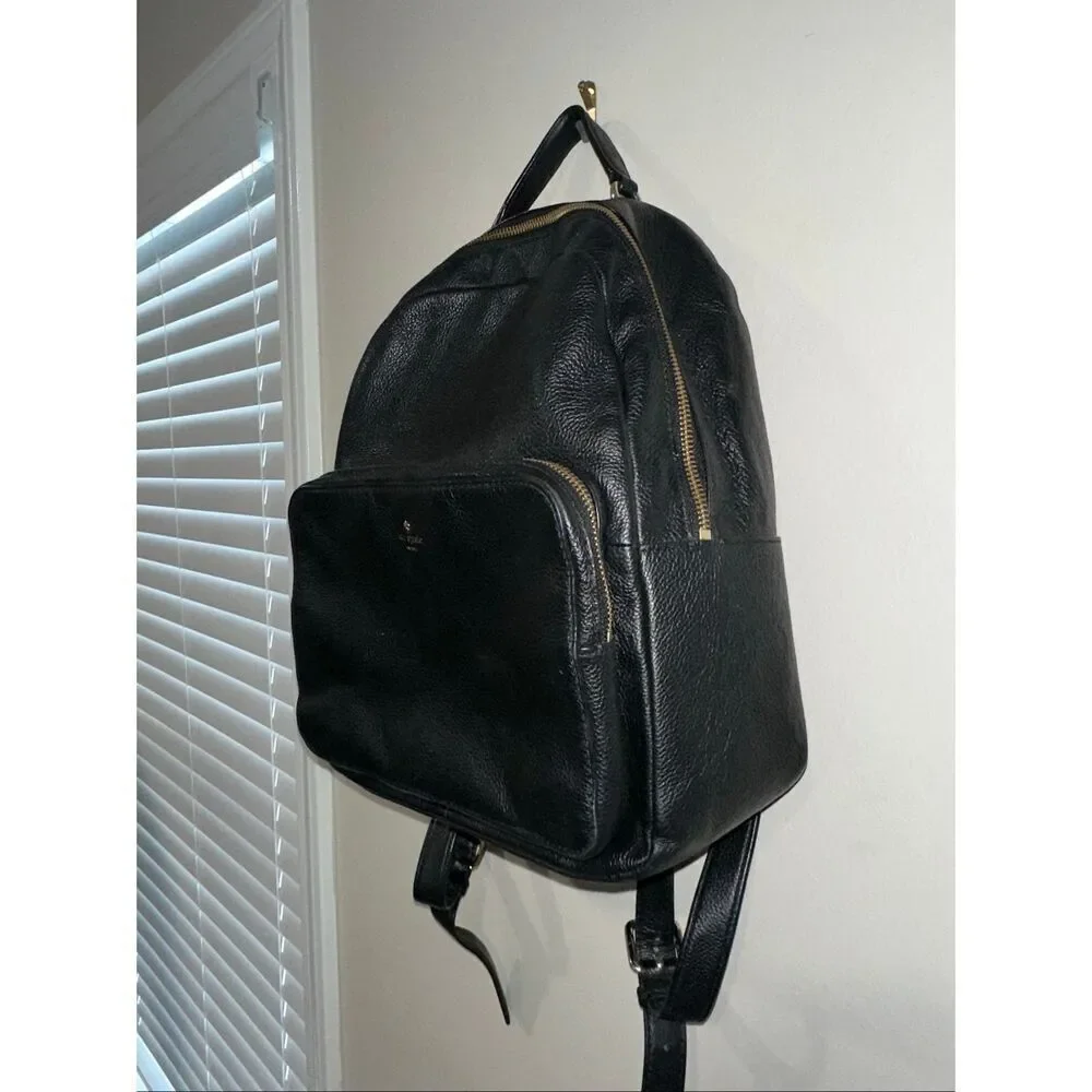 Kate Spade Mini Nicole Larchmont Avenue Black Pebbled Leather Backpack